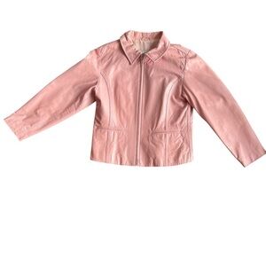 Vecchio Ponte Pink Lambskin Leather Jacket Italian Made Genuine Leather Size 16Y